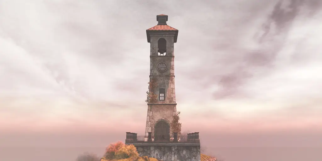 A tall stone tower above the second Pususaari