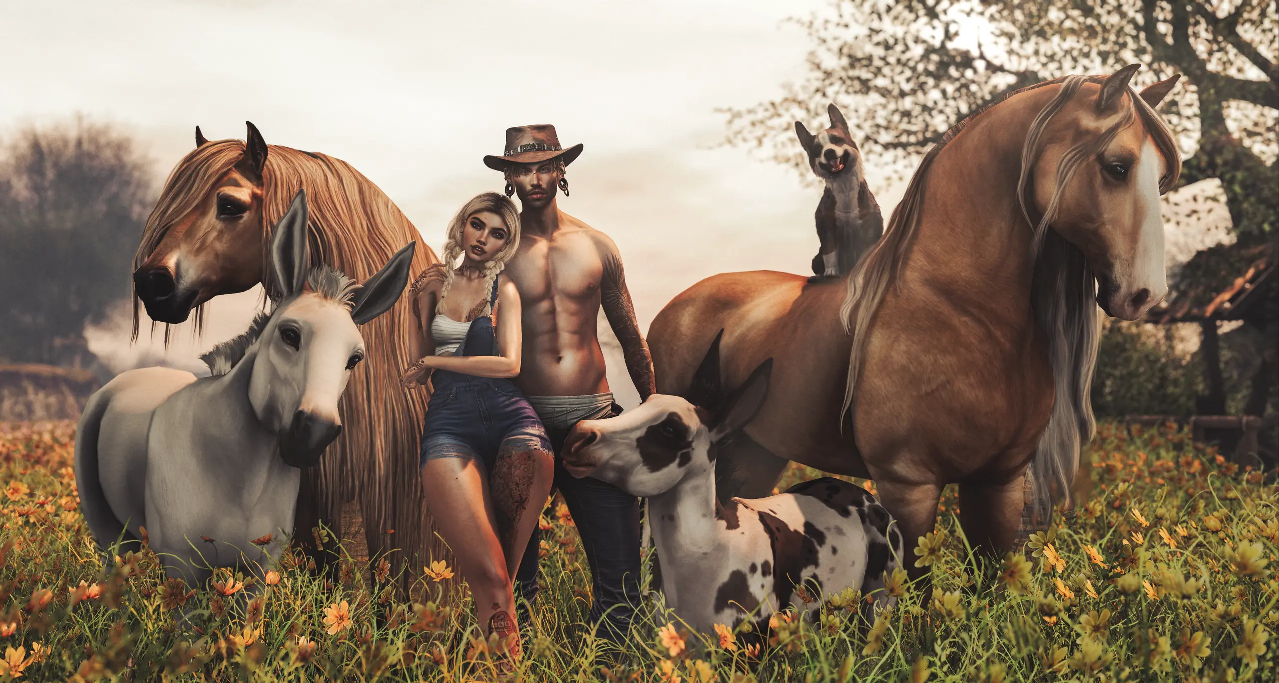 Lu and Leeloo among the animals of Pususaari